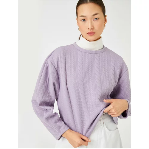 Koton Crop Sweatshirt Knit Pattern Long Sleeve