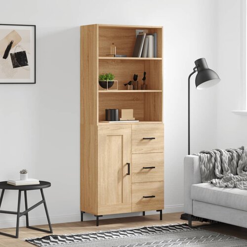 vidaXL Visoka komoda sonoma hrast 69,5x34x180 cm inženirski les Cene