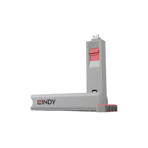 Lindy USB Type C Port Blocker Key - Pack of 4 Blockers, Pink Cene