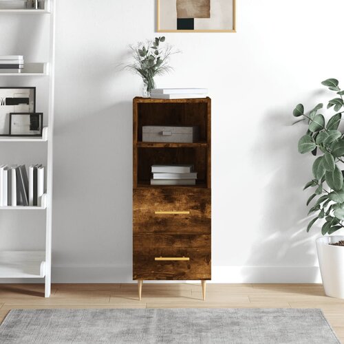 VidaXL Komoda dimljeni hrast 34,5x34x90 cm inženirski les Slike