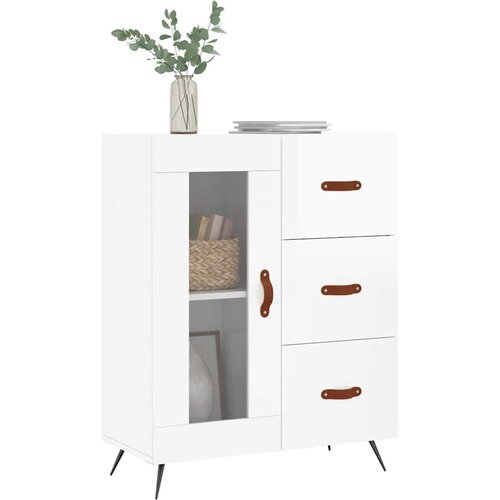  Komoda sjajna bijela 69,5x34x90 cm od konstruiranog drva Slike