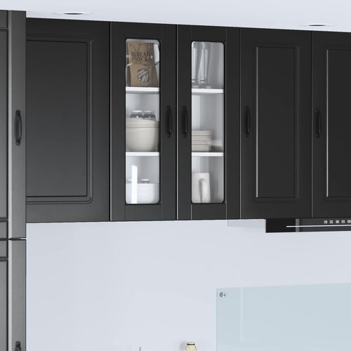  Zidni stakleni ormarić Crna 60 x 31 x 80 cm Konstruirano drvo Cijene