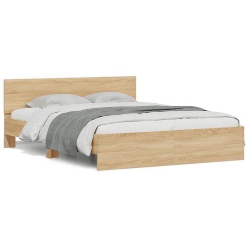 VidaXL Okvir za krevet s uzglavljem i LED boja hrasta sonome 150x200cm Slike