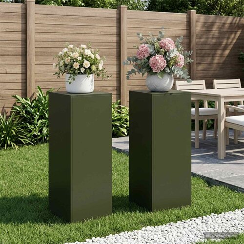  Stalak za biljke 2 pcs Maslinastozelena 40 x 40 x 100 cm Čelik Slike
