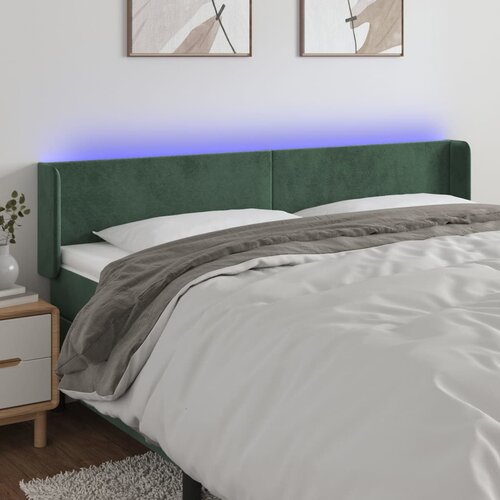  The Living Store LED posteljno vzglavje temno zeleno 163x16x78/88 cm žamet - LED Vzglavje, (21487976) Cene