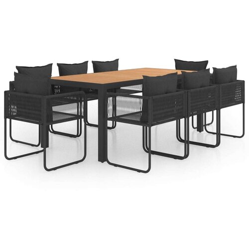 VidaXL 9-dijelni vrtni blagovaonski set od PVC ratana crno-smeđi Slike