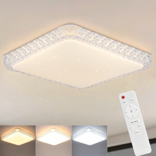 Nettlife moderna LED stropna svetilka kvadratna 30 cm kristalni dizajn zvezdnatega neba zatemnljiva z daljinskim upravljalnikom bela majhna, (22110706) Cene