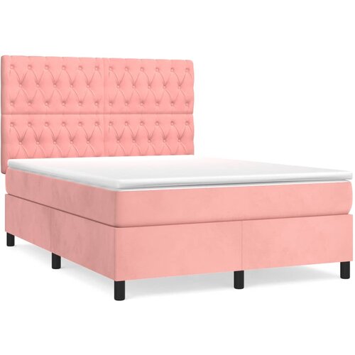 Maison Chic Box spring postelja - Vzmetna postelja z vzmetnico roza 140x200 cm žamet SL15675, (21884393) Cene