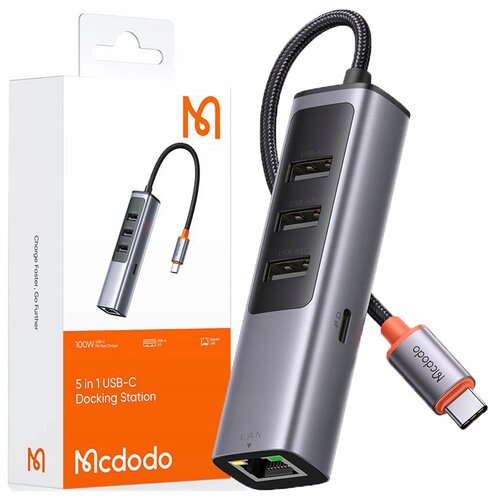 McDodo ADAPTER USB-C ETHERNET GIGABIT RJ45 HUB 3X USB 3.0 100W, (21748304) Cene
