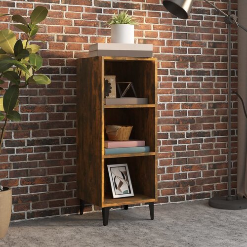 VidaXL Komoda dimljeni hrast 34,5x32,5x90 cm konstruiran les Slike