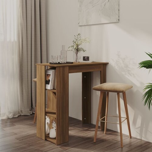 vidaXL Barska miza s polico rjavi hrast 102x50x103,5 cm iverna pl. Cene