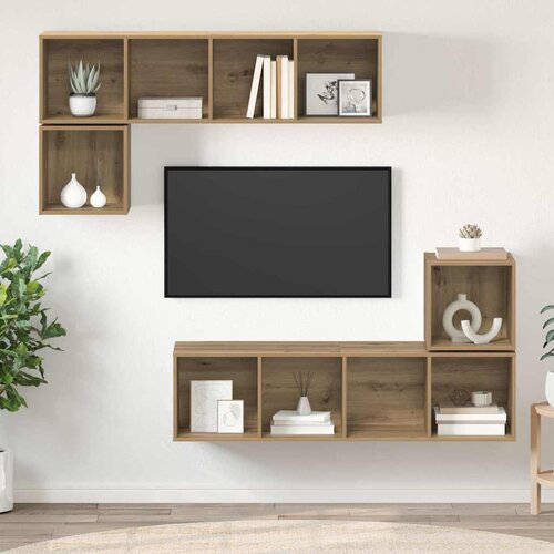  Set TV komoda 4 pcs Umjetnički hrast Konstruirano drvo Slike
