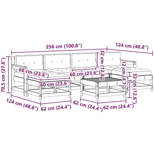  Set lounge namje&amp;scaron;taja za vrt 7 pcs Vosak smeđa i taupe - Vosak smeđa bor Slike