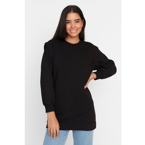 Trendyol Black Shoulder Detail Plumed Knitted Sweatshirt Slike