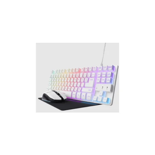 Trust GXT794W 3u1 gaming set, tastatura, miš i podloga za miš, bijela boja