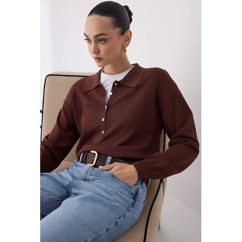 TRENDYOLMILLA ženski duks Twoaw26Kz000420, braon-braon Slike