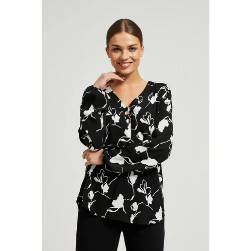 Moodo Women's shirt with floral print - black