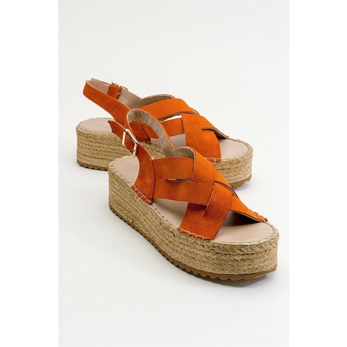 LuviShoes Lontano Women's Orange Suede Genuine Leather Sandals Cene