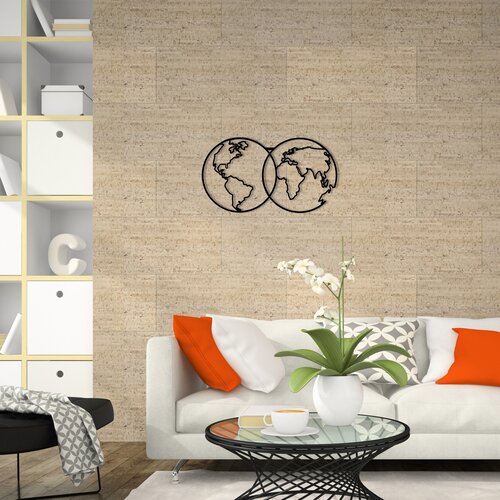 Opviq Zidna dekoracija Mapa svijeta 10, 60x34 cm, 1,2 mm, Crna Cijene
