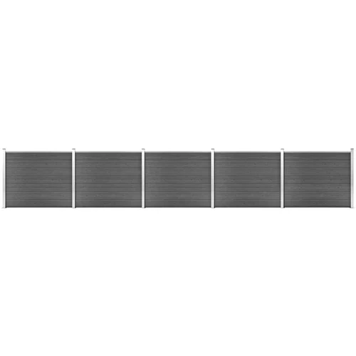 vidaXL komplet ograjnih panelov WPC 872x146 cm črn