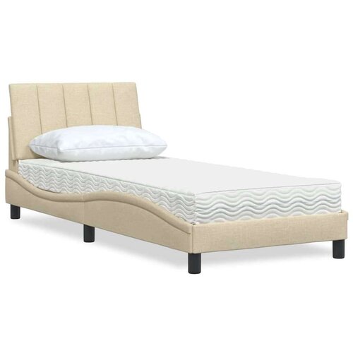  Postelja z vzmetnico krem 80x200 cm blago, (21829643) Cene