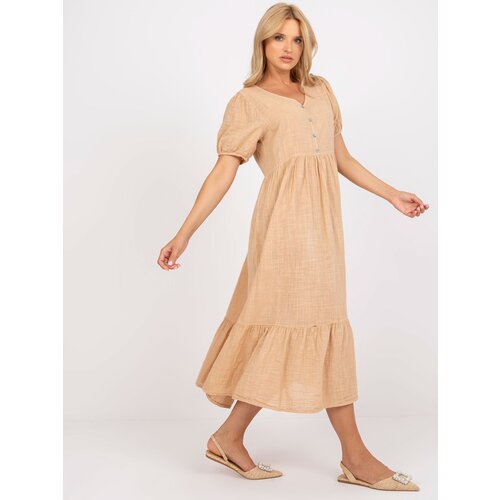 Och Bella Caramel dress BI-25504.camel Slike