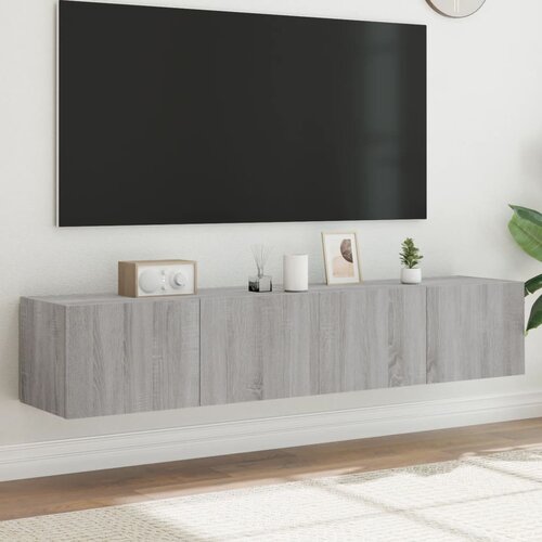  The Living Store Stenske TV omarice z LED 2 kosa siva sonoma 80x35x31 cm - TV Stenska Omarica, (21555417) Slike