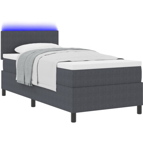 VidaXL Krevet s podnicom s madracem i LED-om tamnosivi 80x200 cm Tkanina od žičane tkanine Slike