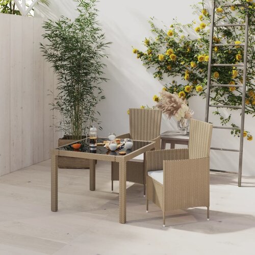 The Living Store Zunanja jedilna garnitura 3-delna z blazinami poli ratan bež - Zunanja Jedilna Garnitura, (21423359) Slike
