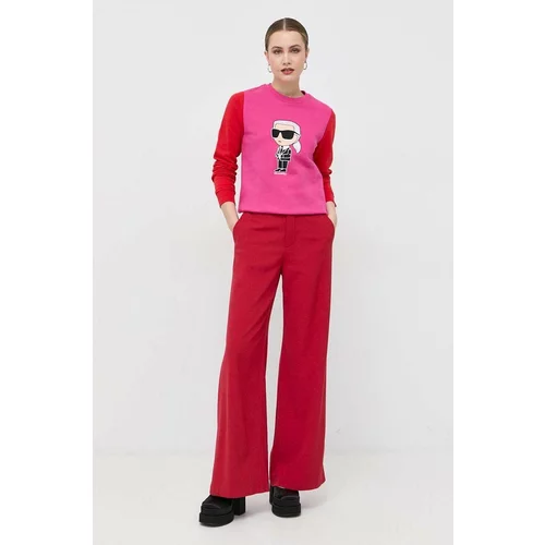 Karl Lagerfeld Pulover ženska, roza barva