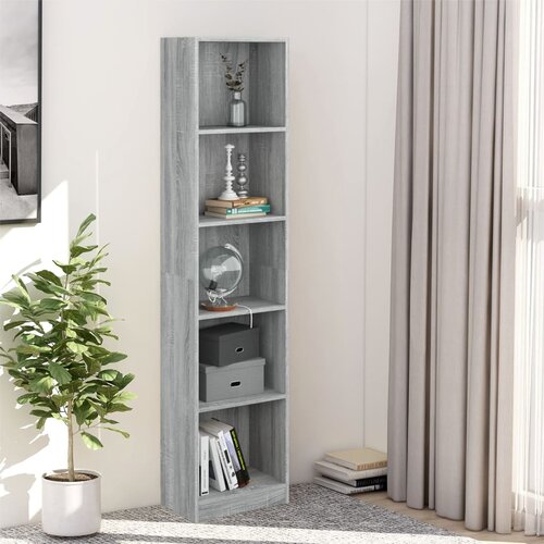vidaXL Knjižna omara 5-nadstropna siva sonoma 40x24x175 cm inžen. les Cene