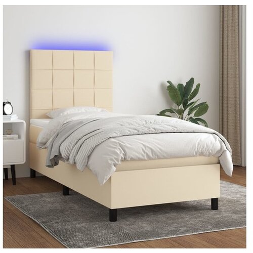 VidaXL Krevet box spring s madracem LED krem 80 x 200 cm od tkanine Slike