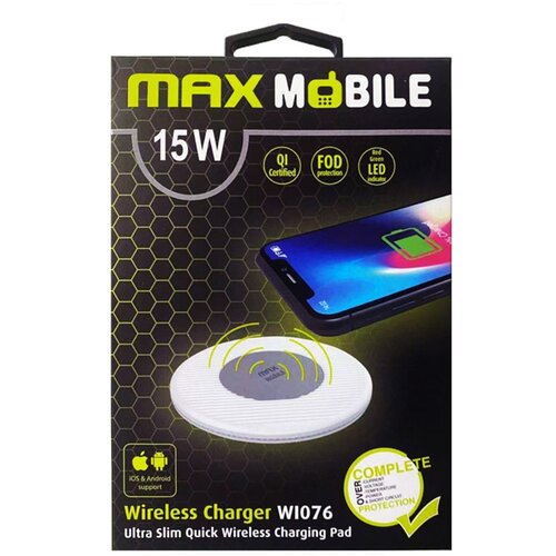 Max Mobile bežićni punjač WI-076 QC QUICK CHARGE 15W bijeli Slike