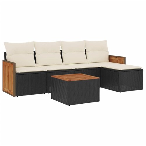 vidaXL 6-dijelni set vrtnih sofa s jastucima crni od poliratana Cijene