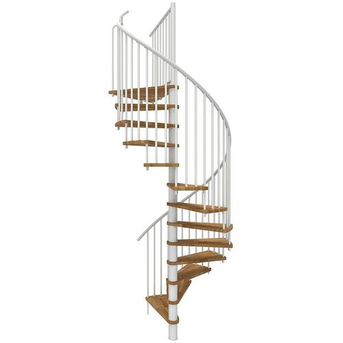 Minka Spiralno stopni&scaron;če Spiral Smart (Premer: 160 cm, Bela, Barva stopnice: Hrast, Vi&scaron;ina nadstropja: 305 cm) Cene