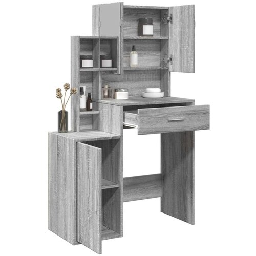 vidaXL Toaletna mizica z omarico siva sonoma 80x35x132 cm Cene