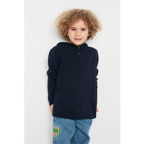 Trendyol Navy Blue Hooded Boy Knitwear Sweater Slike