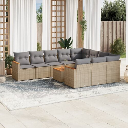vidaXL 11-dijelni set vrtnih sofa s jastucima bež od poliratana Cijene