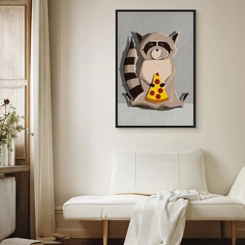  Slika - Gourmand Raccoon (1 Part) Vertical 40x60 U crnom drvenom okviru Slike