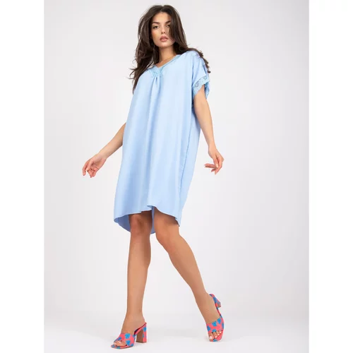 Fashion Hunters Light blue oversize dress with lace