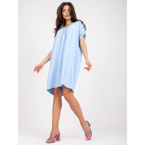 Fashion Hunters Light blue oversize dress with lace Slike