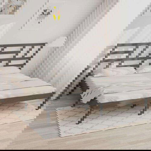  Za krevet od masivne borovine sivi 200 x 200 cm Slike