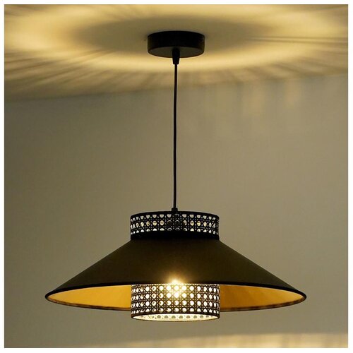  Duolla - Visilica na sajli RIO RATTAN 1xE27/15W/230V Ø 45 cm crna/zlatna Cene