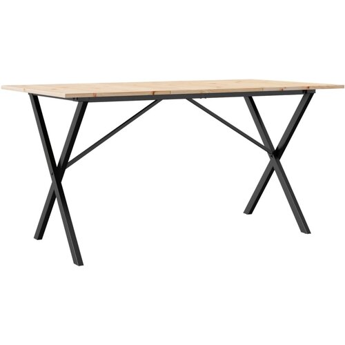 Maison Chic Jedilna miza - Kuhinjska miza - Jedilni stol X okvir 140x80x75 cm trdna borovina lito železo, (21715023) Slike