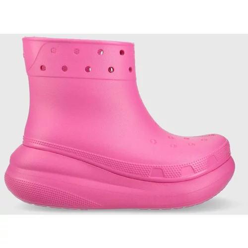 Crocs Gumijasti škornji Classic Crush Rain Boot ženski, roza barva, 207946