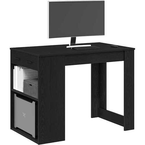  Radni stol s ladicom i policom crni hrast 102x62x77,5 cm Cene