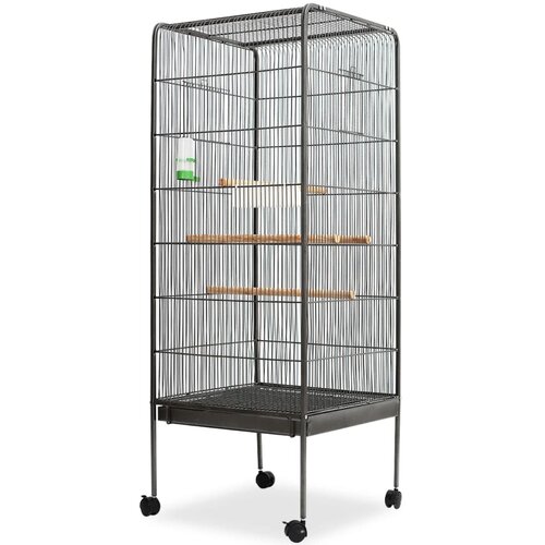  Kavez za ptice crni 54 x 54 x 146 cm čelični Slike