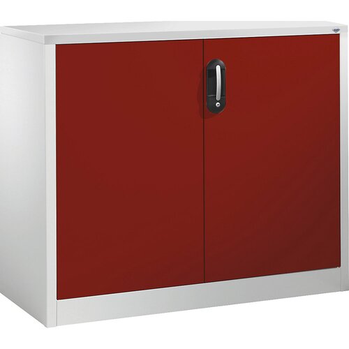 C+P Nizka omara za dokumentacijo ACURADO, 2 predelka za fascikle, VxŠxG 1000 x 1200 x 400 mm, svetlo siva / rubinasto rdeča Cene