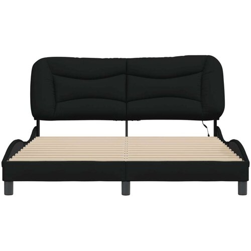  Okvir kreveta s LED svjetlima crni 160 x 200 cm od tkanine Slike