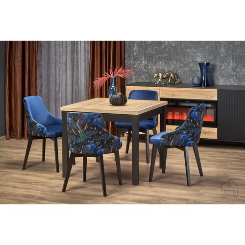 Xtra furniture Blagovaonski stol na razvlačenje Tiago kvadrat 90/125 cm - hrast craft/crna Slike